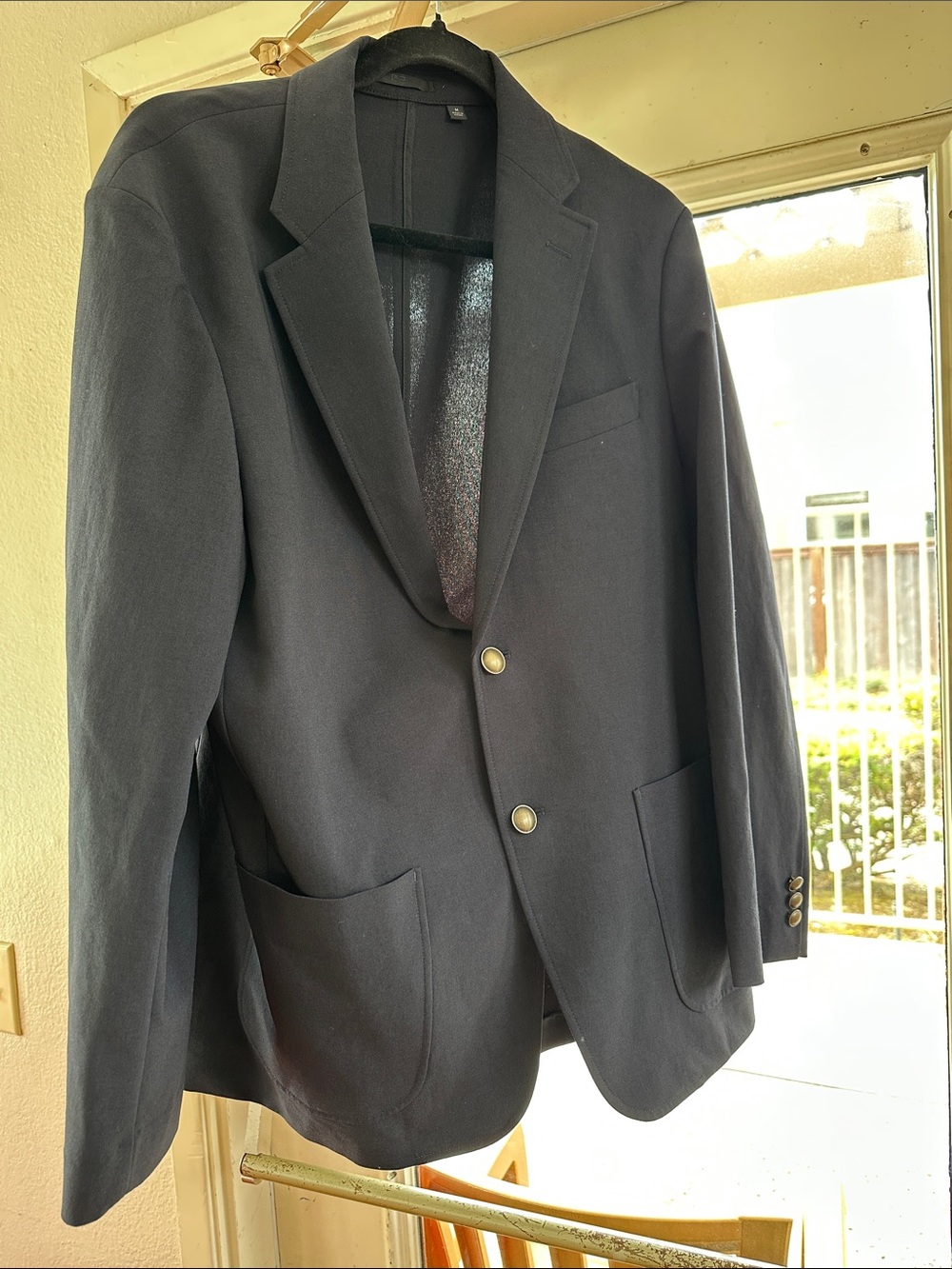 Uniqlo Men's Navy Blazer with Brass Buttons